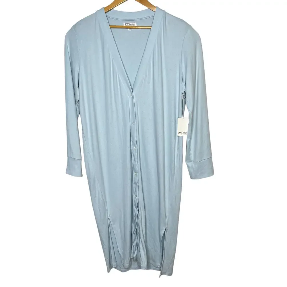 P.J. Salvage Pointelle Hearts Cardigan size XL Baby Blue  New Button Down - Picture 12 of 12